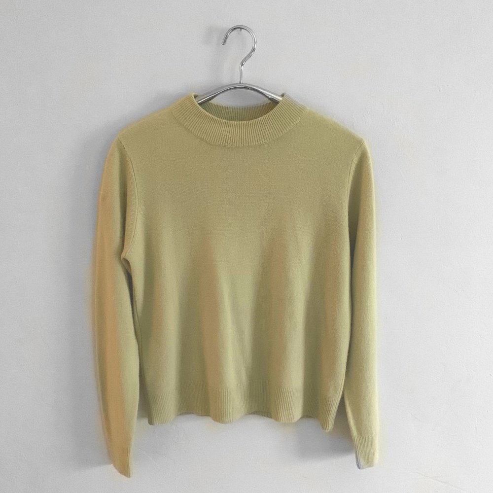 Cream Mock Neck Wool Sweater